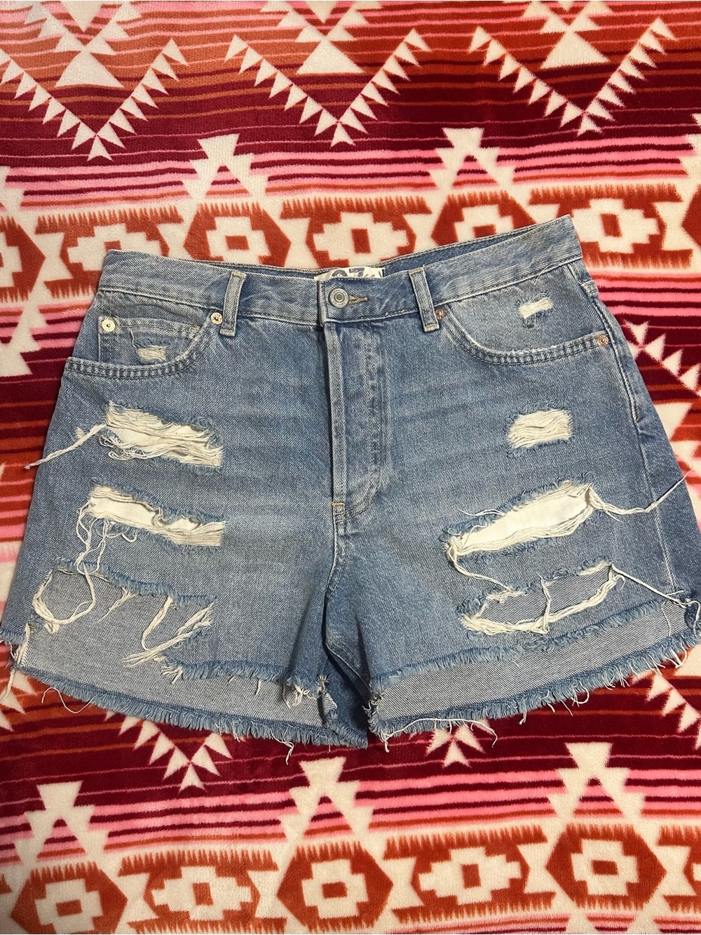 We the Free Distressed High-Waist Denim Shorts - NWOT